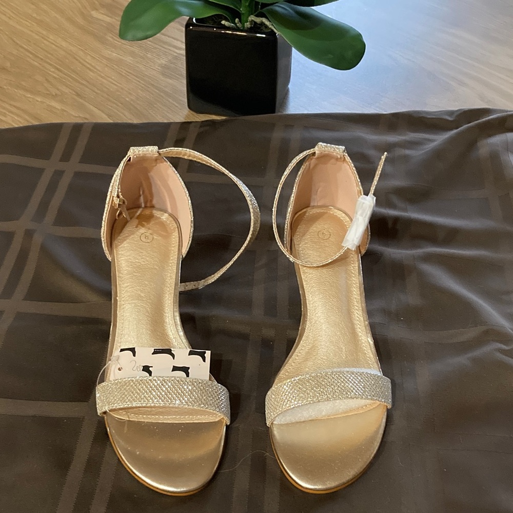 Chic Gold Ankle Strap Heels